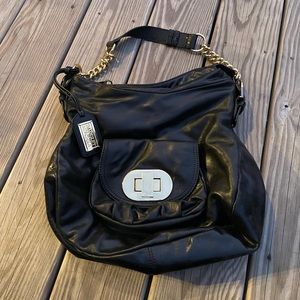 Badgley Mischka black leather handbag